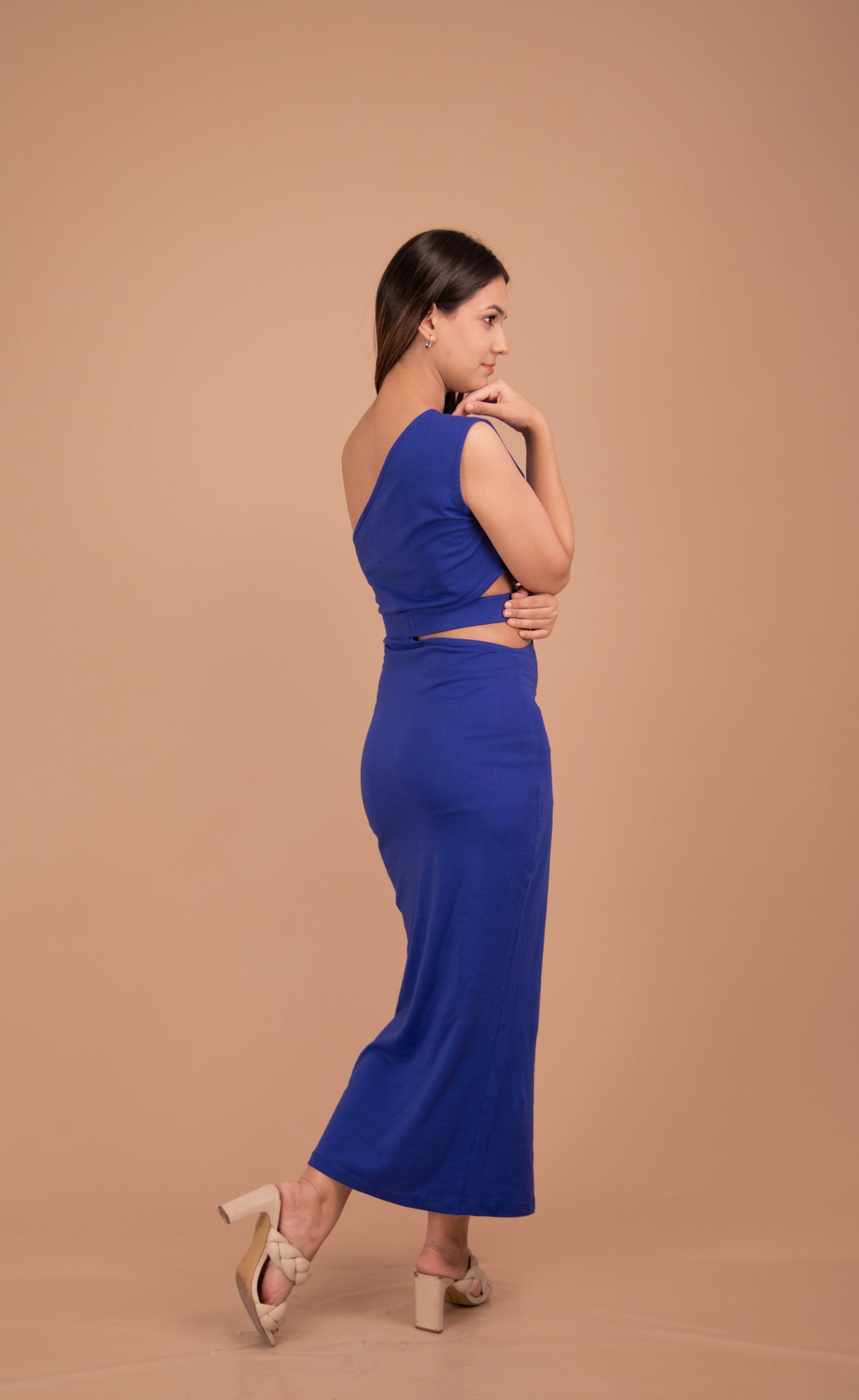 Sculpted One-Shoulder Cotton Column Dress