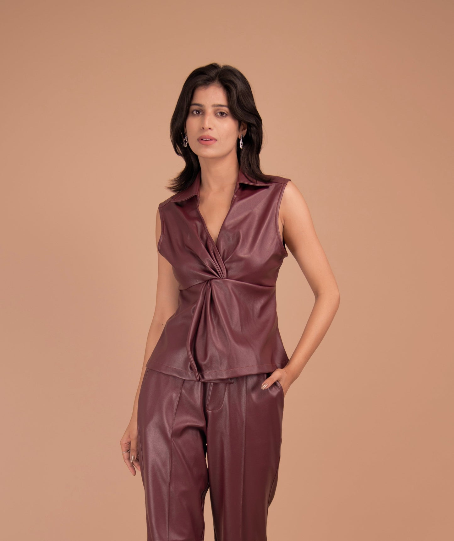 The Valentina Twisted Leather Top