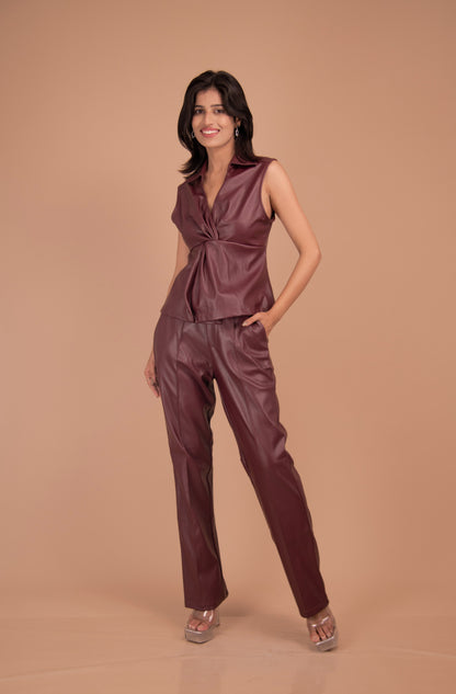 The Valentina Twisted Leather Top