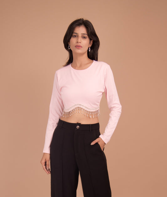 The Rosé Stardust Crop Top