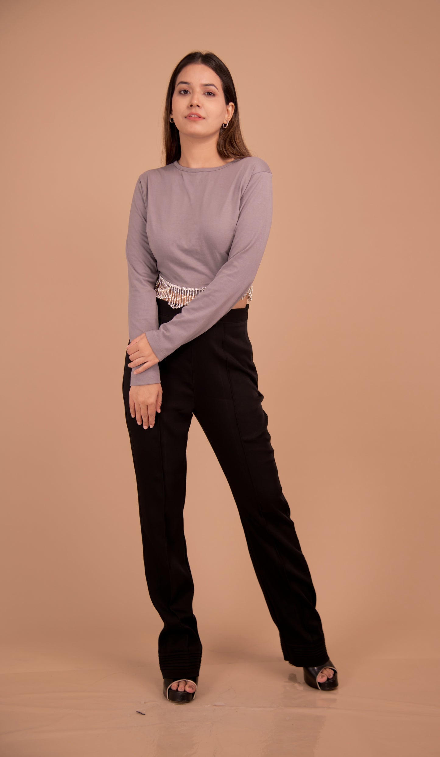 Embellished Fringe Crop & Tailored Trouser Co-Ord