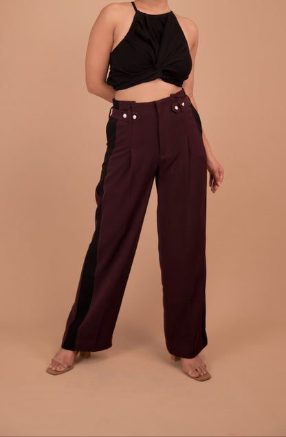 The Elara Dual-Detail Crepe Pants