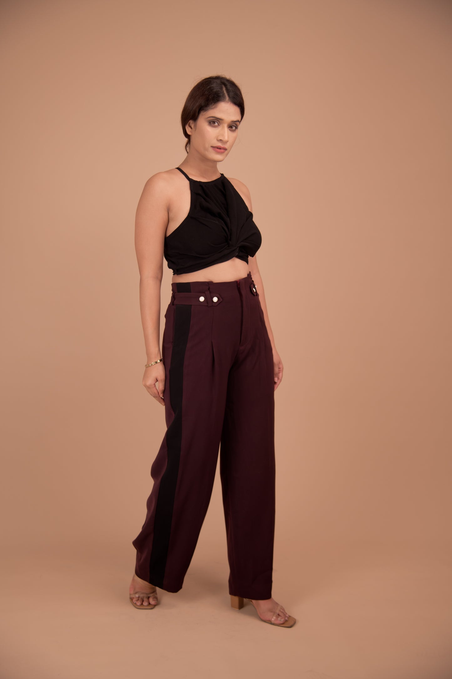 The Elara Dual-Detail Crepe Pants