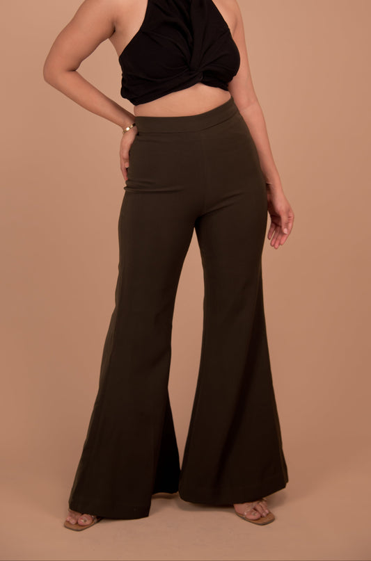 The Aurelia Flared Crepe Trousers