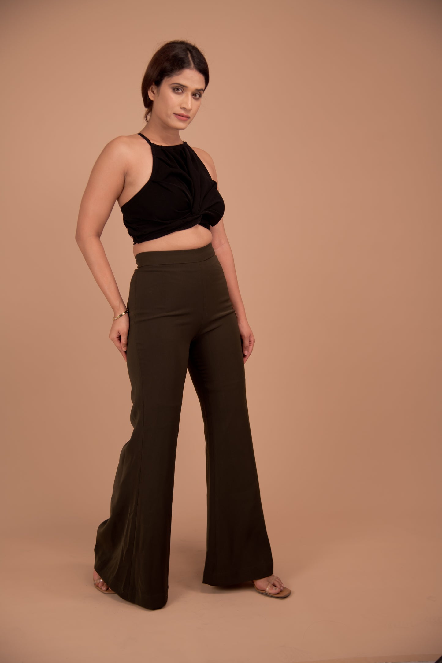 The Aurelia Flared Crepe Trousers