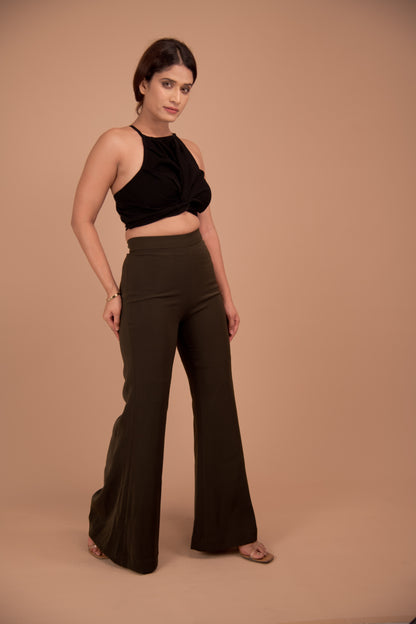 The Aurelia Flared Crepe Trousers