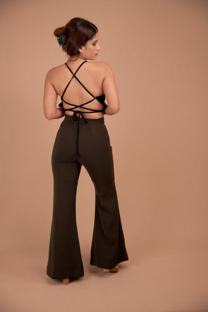 The Aurelia Flared Crepe Trousers