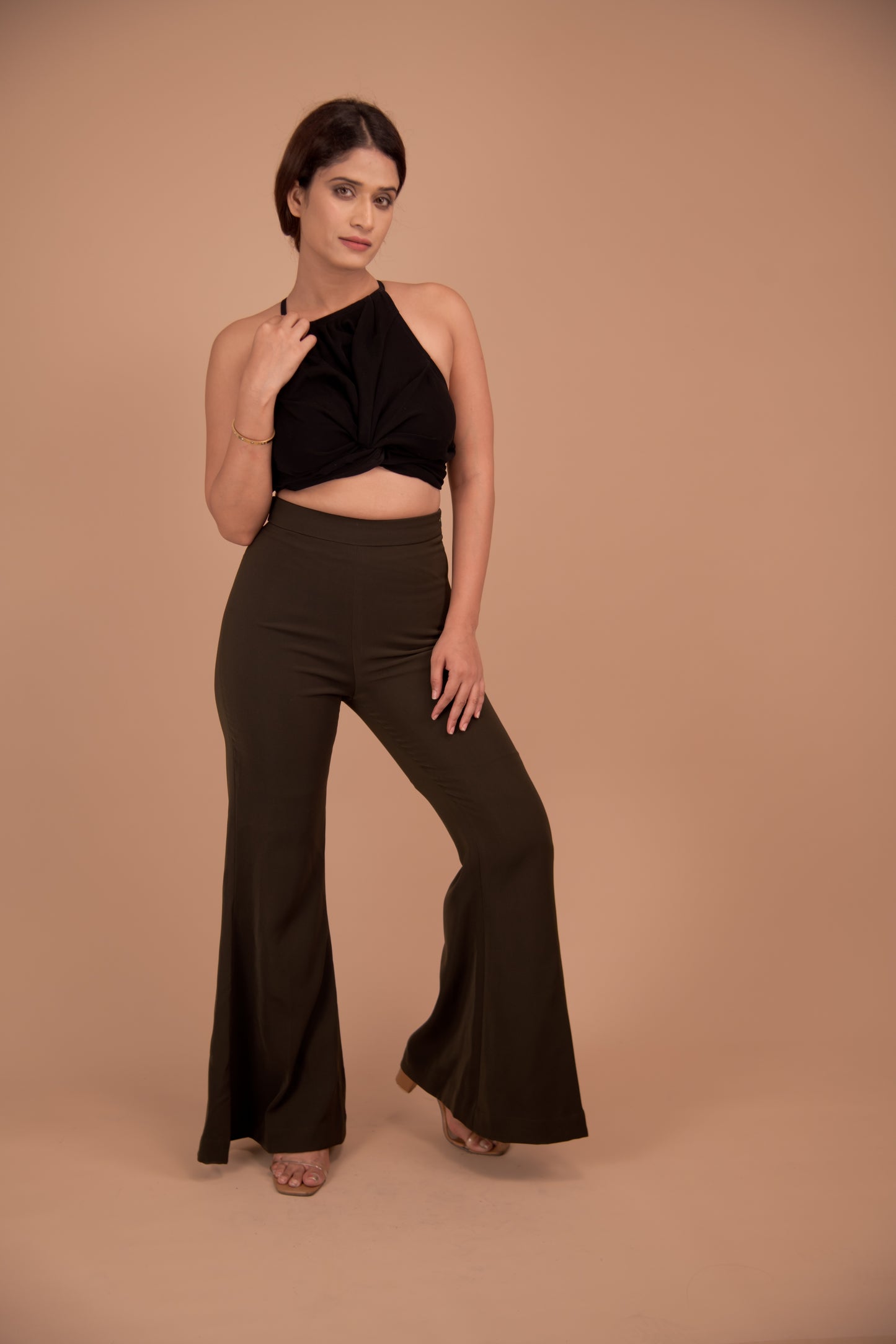 The Aurelia Flared Crepe Trousers